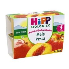 HIPP BIO MERENDA FRUTTA MELA PESCA 4 VASETTI