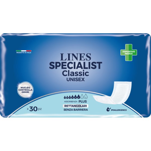 PANNOLONE RETTANGOLARE LINES SPECIALIST CLASSIC SENZA BARRIERA 30 PEZZI
