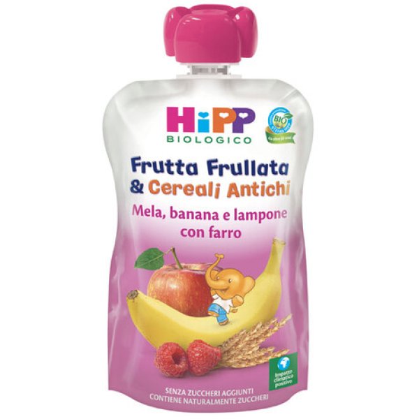 HIPP FRUTTA FRULL&CEREALI ANTICHI MELA BANANA LAMPONE FARRO90 G